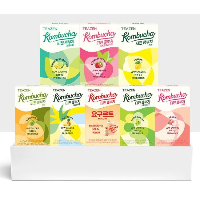 [TEAZEN] Kombucha 80 Que | 8 hương vị x 10 que | Kombucha Hàn Quốc | Không đường | 15 kJ | Probiotic