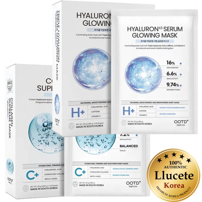[OOTD Beauty] OOTD Beauty Collagen Supreme Vegan Mask / Hyaluronic Serum Glowing Vegan Mask