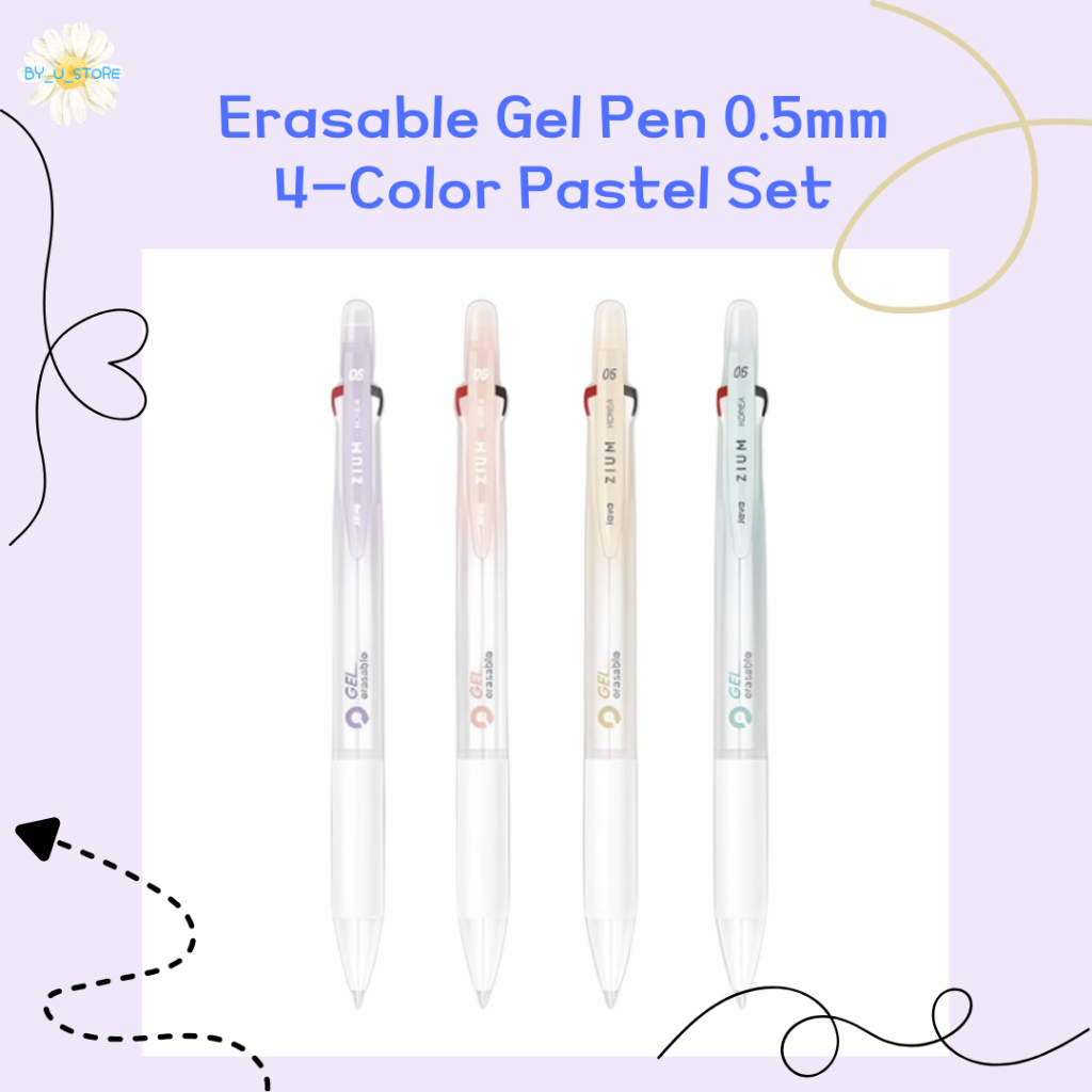 Bút Gel Xóa Được 0.5mm Bộ Pastel 4 Màu (Tím, Be, Bạc Hà, Đào) | Sản xuất tại Hàn Quốc