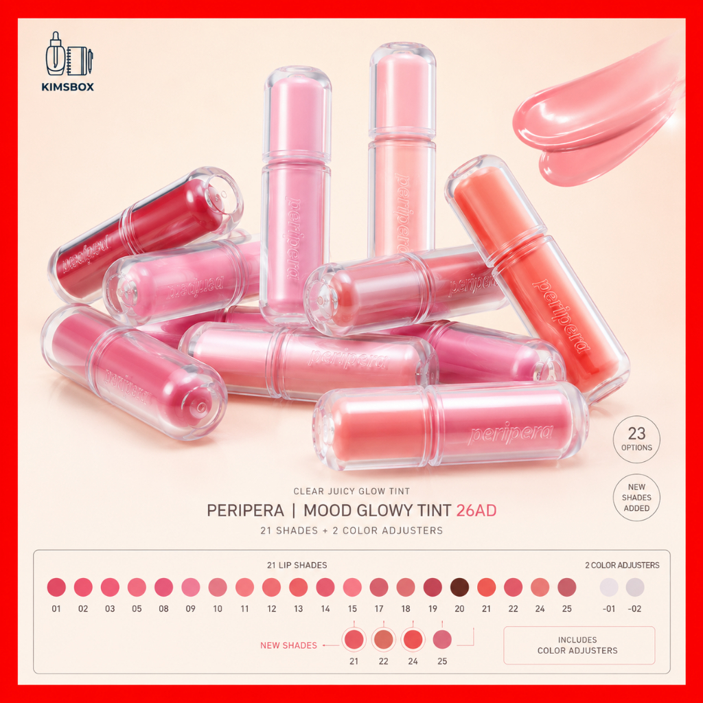 PERIPERA Lip Tint Mood Glowy Tint 26AD Glossy Juicy Finish 23 Tùy chọn