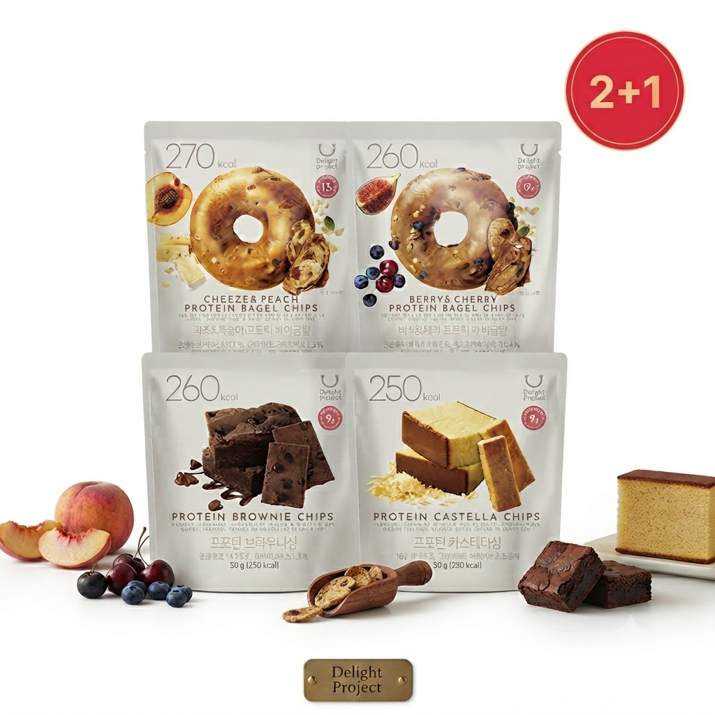 [2 + 1] Delight Project Protein Snack Collection Protein Bagel Chips và Bakery Chips Healthy Korean 