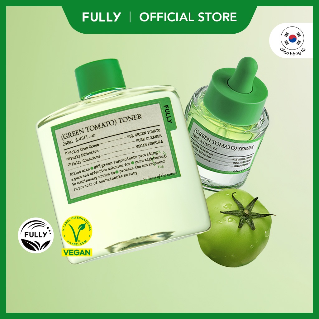 [FULLY Chính hãng] COMBO Toner cà chua xanh 250ml + Serum cà chua xanh 30ml | Fully Green Tomato Ton