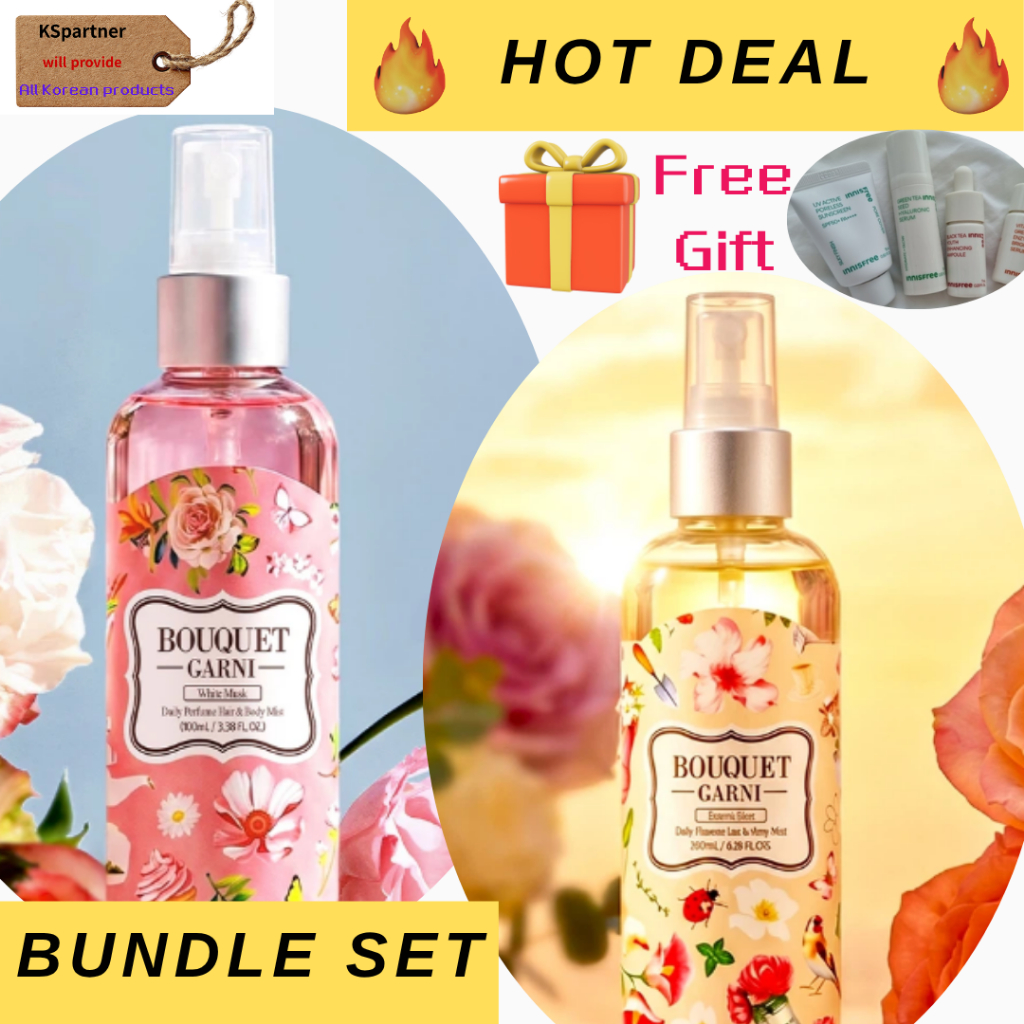 Nước hoa hàng ngày BOUQUET GARNI Hair & Body Mist White Musk | Flower Shop 100ml + Mẫu Innisfree MIỄ