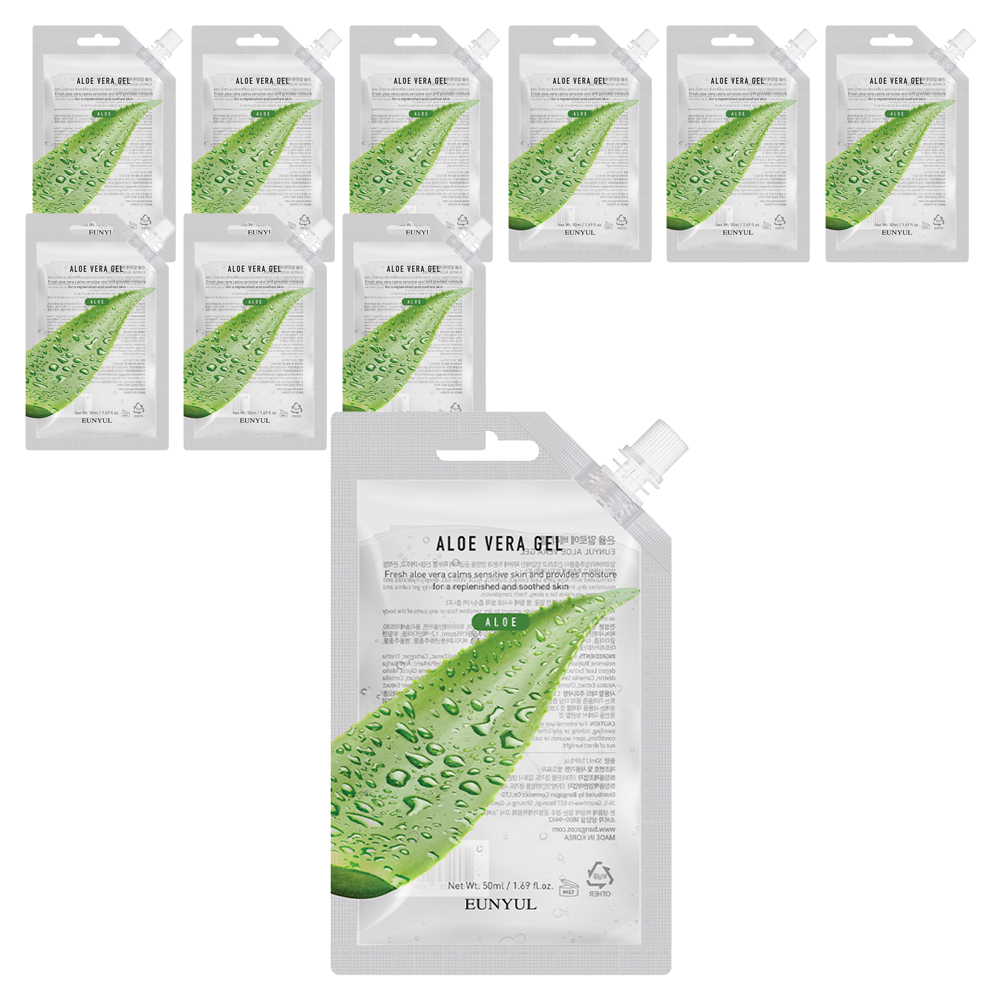 EUNYUL Aloe Vera Soothing Gel 50ml x 10 Gói Dưỡng ẩm Làm mát Làm dịu da mặt & toàn thân Gel du lịch 
