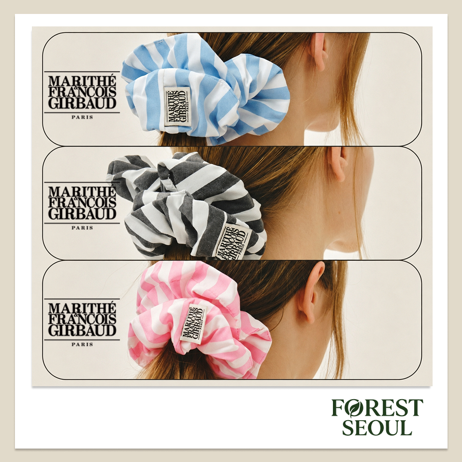 [MARITHE FRANCOIS GIRBAUD] 2026 Hàng mới về | Dây buộc tóc thông thường co giãn | Scrunchie sọc | Đe