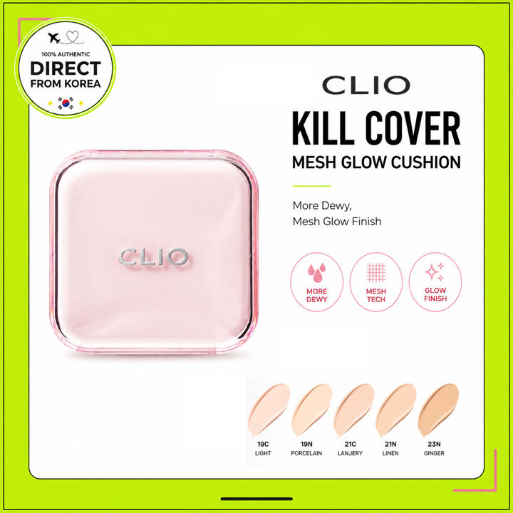 CLIO CIO Kill Cover Mesh Glow Cushion Foundation Trang điểm Hàn Quốc Dewy Glow SPF 50 Cushion