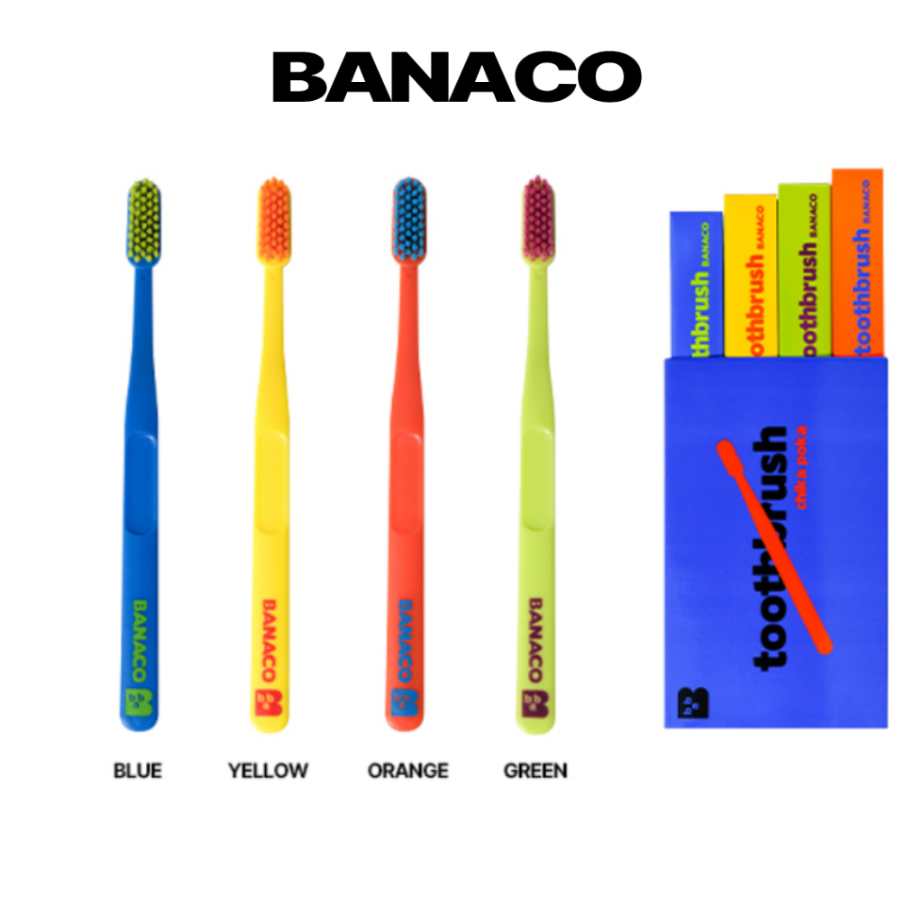 BANACO CHIKA Bộ Bàn Chải Đánh Răng 4 Bàn Chải Đánh Răng Bằng Tay 0.12 Mm Mỏng Lông DuPont Nylon Bạc 