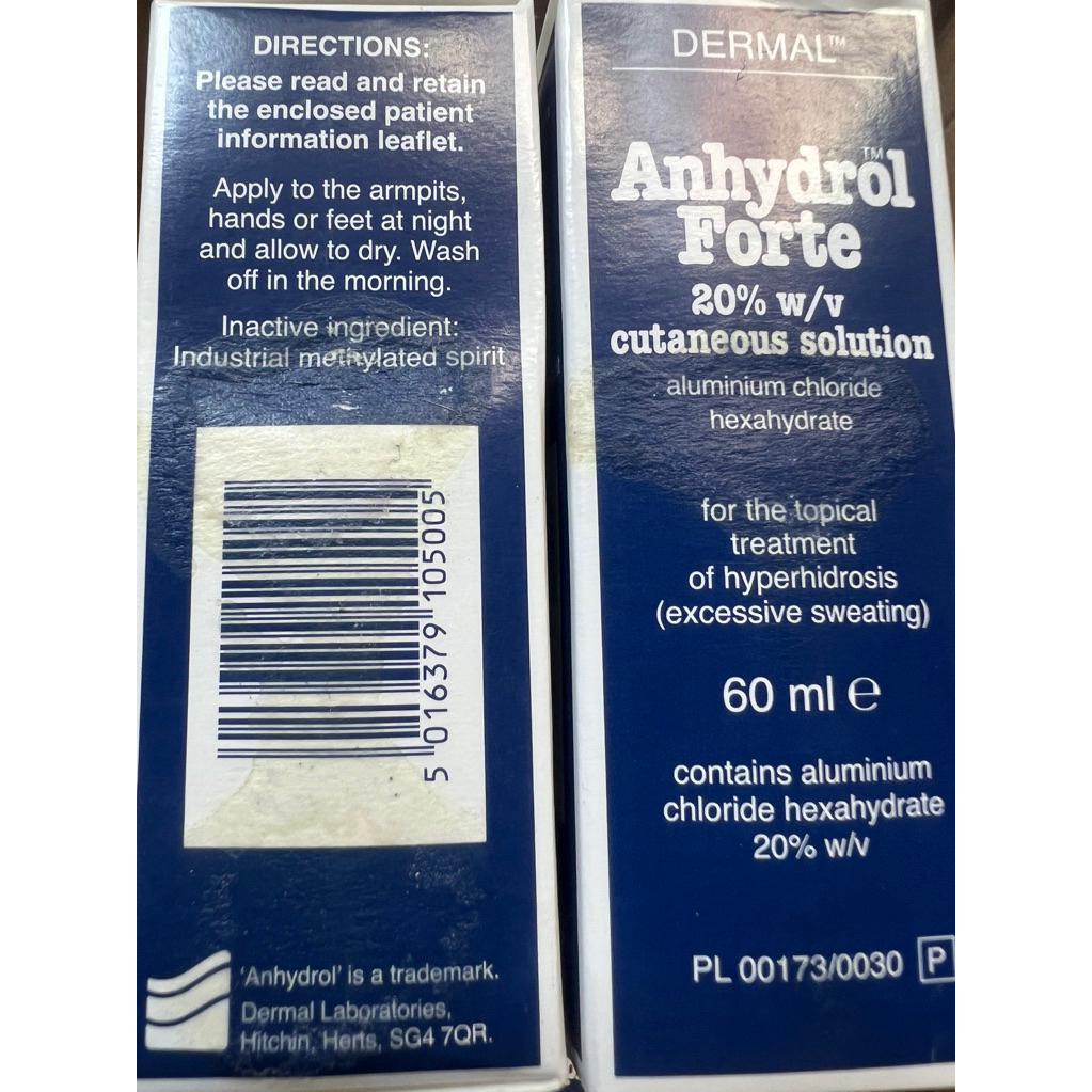 Thanh lý Anhydrol Forte do lỗi vận chuyển - sản phẩm hỗ trợ ngăn mồ hôi và mùi - hàng nhập từ UK