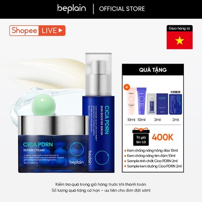 [BEPLAIN X KOL] [Combo độc quyền] Kem dưỡng BEPLAIN PDRN Rau Má đàn hồi & trẻ hóa làn da, cấp ẩm & căng bóng Cica PDRN 50ml & Serum 30ml