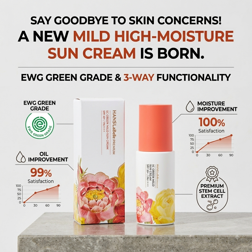 [Trực tiếp từ Hàn Quốc] Kem chống nắng nhẹ HANSLaBelle Premium SC Green SPF50 + PA + + + (50ml) / EW