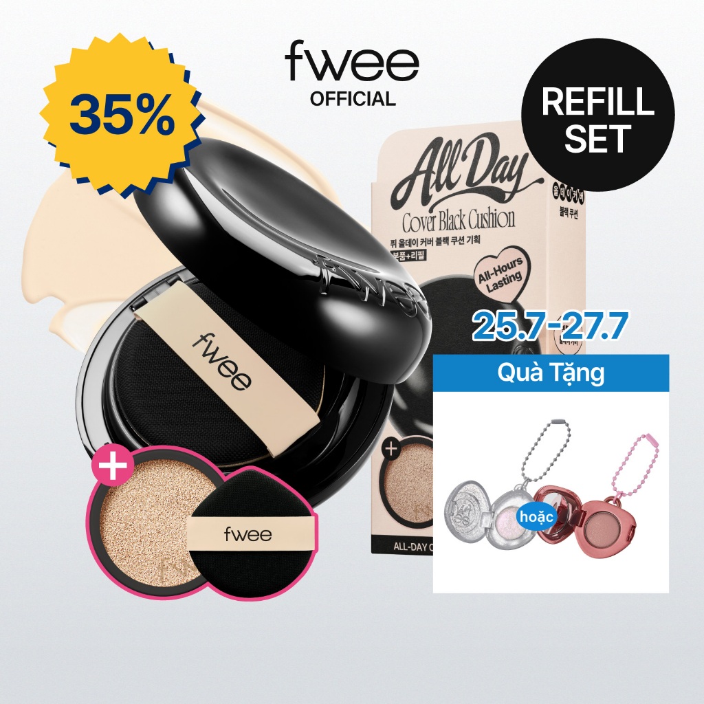 [Refill Set] fwee All-Day Cover Black Cushion (+ Refill 13g / Puff 1ea)