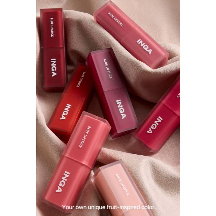 [K-Beauty] Son môi Inga Powder Blur (1 Gói) | Nudy Bailey / Đỏ kịch tính / Mauve Lilac / Rượu đẫm má