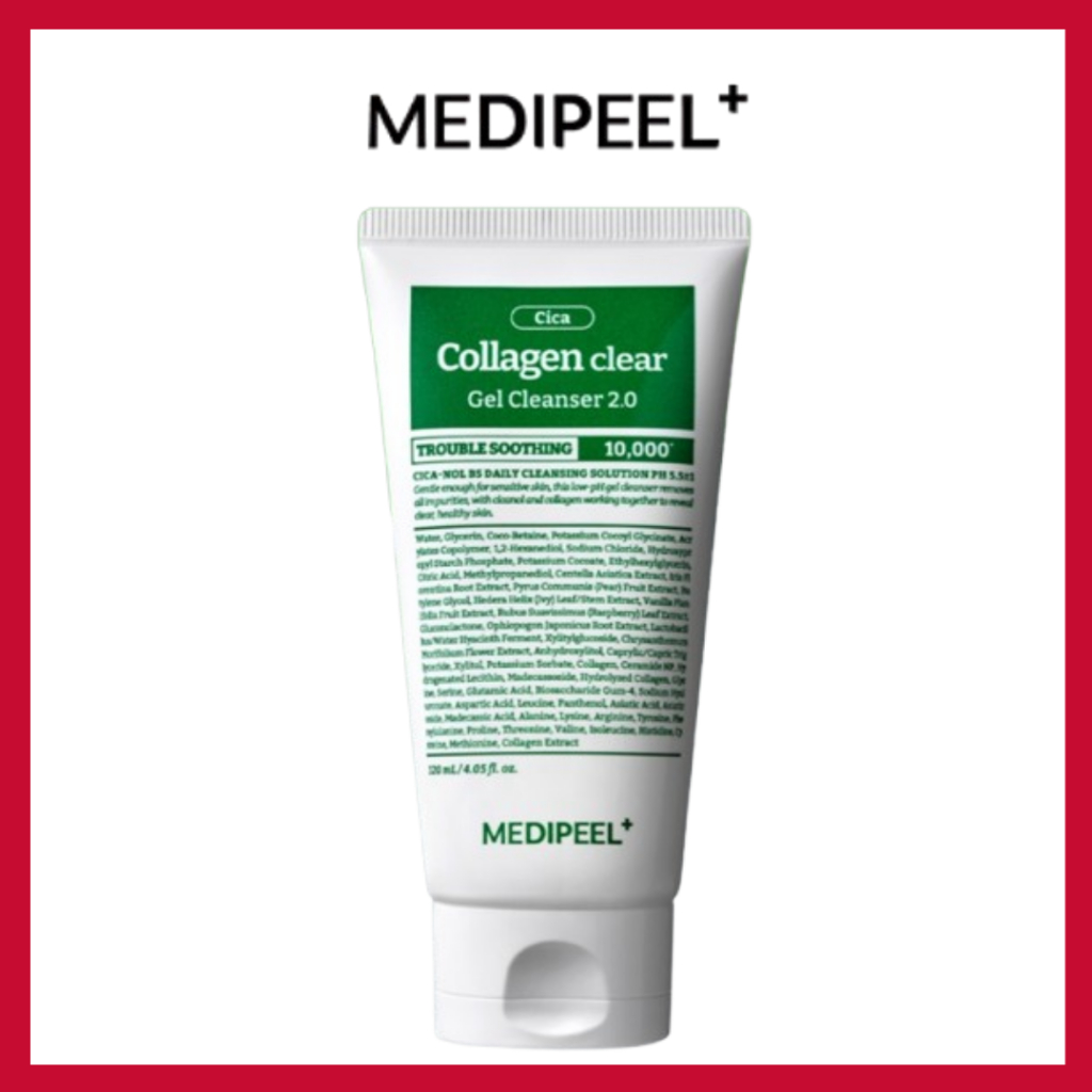 [MEDIPEEL] Sữa rửa mặt Green Cica Collagen Clear Gel 2.0 120ml | Sữa rửa mặt pH thấp | Chăm sóc dịu 