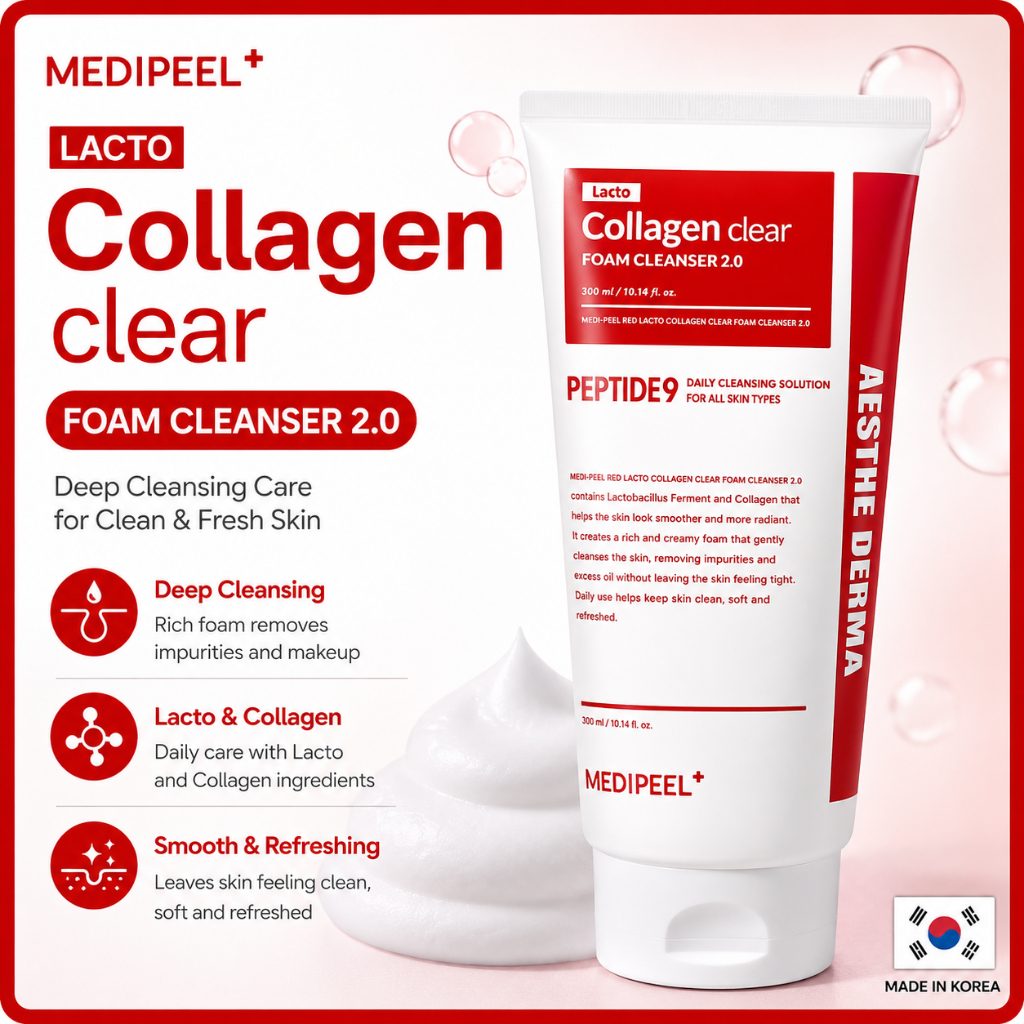 [MEDIPEEL] Sữa rửa mặt Esthe Derma Lacto Collagen Clear 2.0 300ml Sữa rửa mặt làm sạch sâu Chăm sóc 
