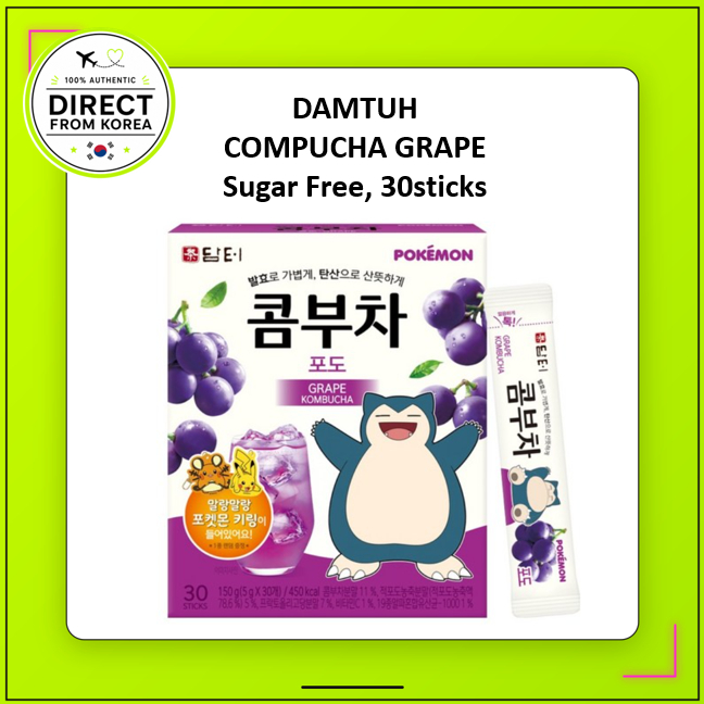 DAMTUH Nho Kombucha 30 Que | Probiotic không đường Vitamin C | Nước uống Kombucha Hàn Quốc kèm móc k