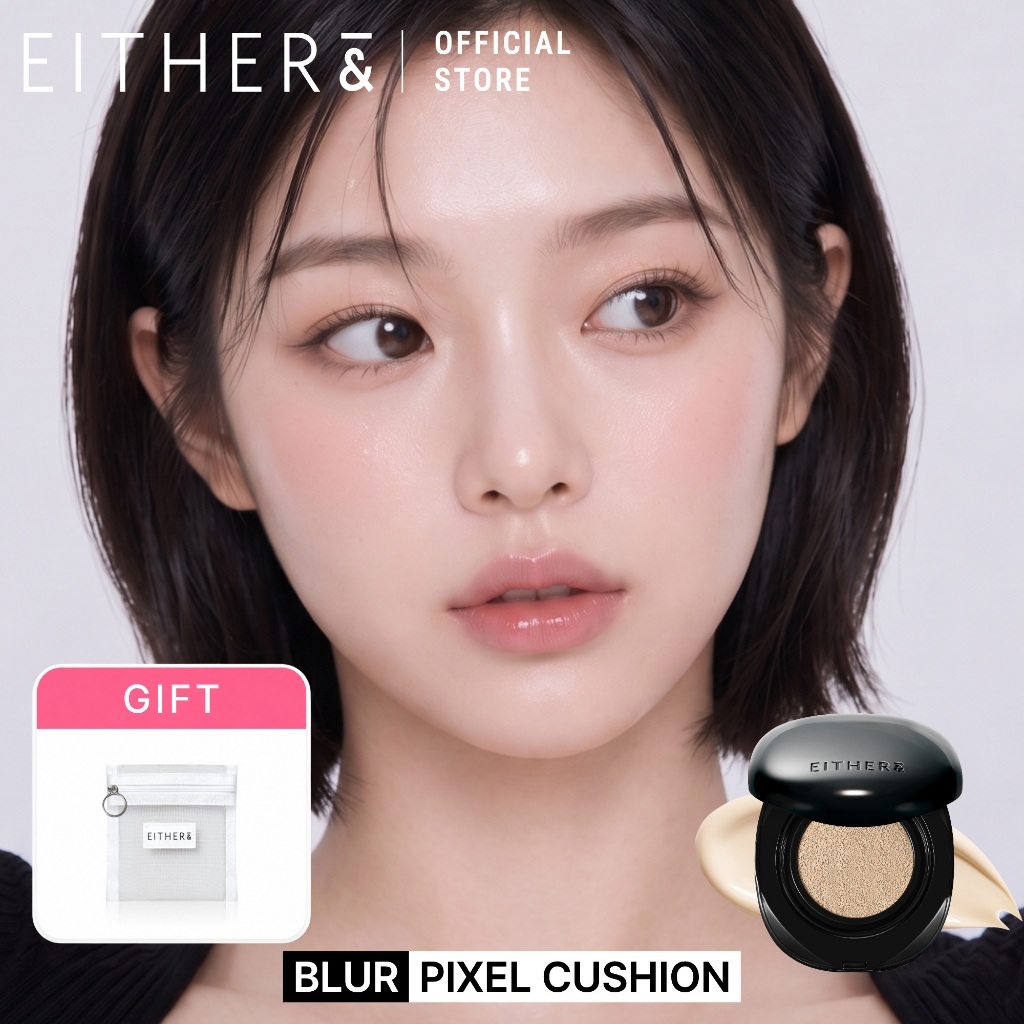 Phấn nước EITHER& Blur Pixel Cushion SPF50+ PA+++ 12g – Che phủ lâu trôi, mờ lỗ chân lông, finish lì