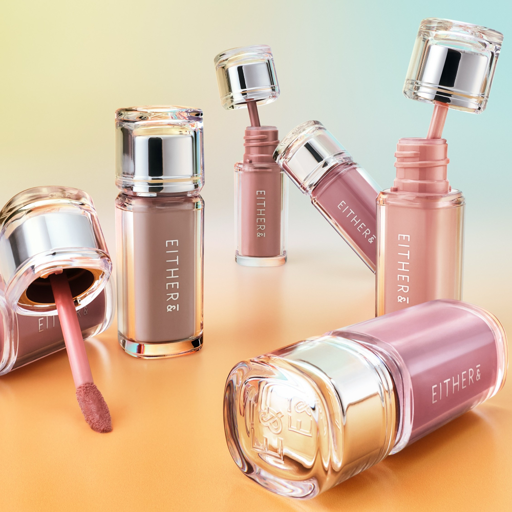 EITHER & Syrup Pumping Glaze Lip Gloss 6 màu Hàn Quốc Son bóng cho môi thủy tinh dưỡng ẩm