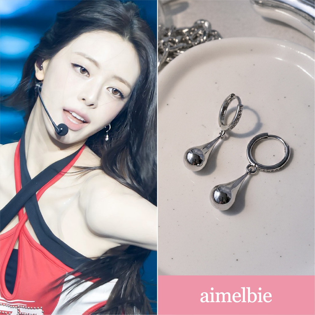 Bông Tai Huggies Hình Giọt Nước Aimelbie - Phong Cách ITZY Yuna