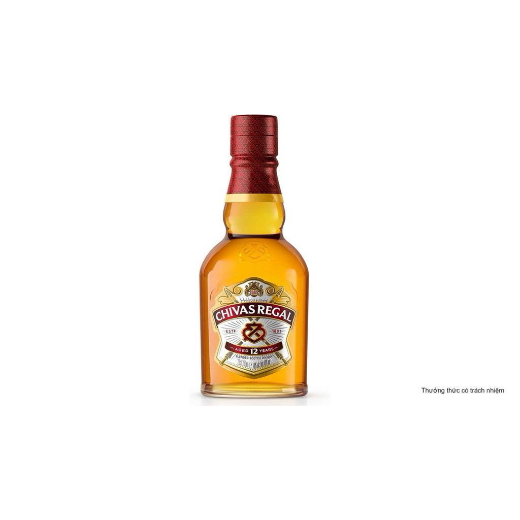 Vỏ chai đựng rượu ngoại thủy tinh chivas12 nhỏ 370ml sản xuất tại Scotland