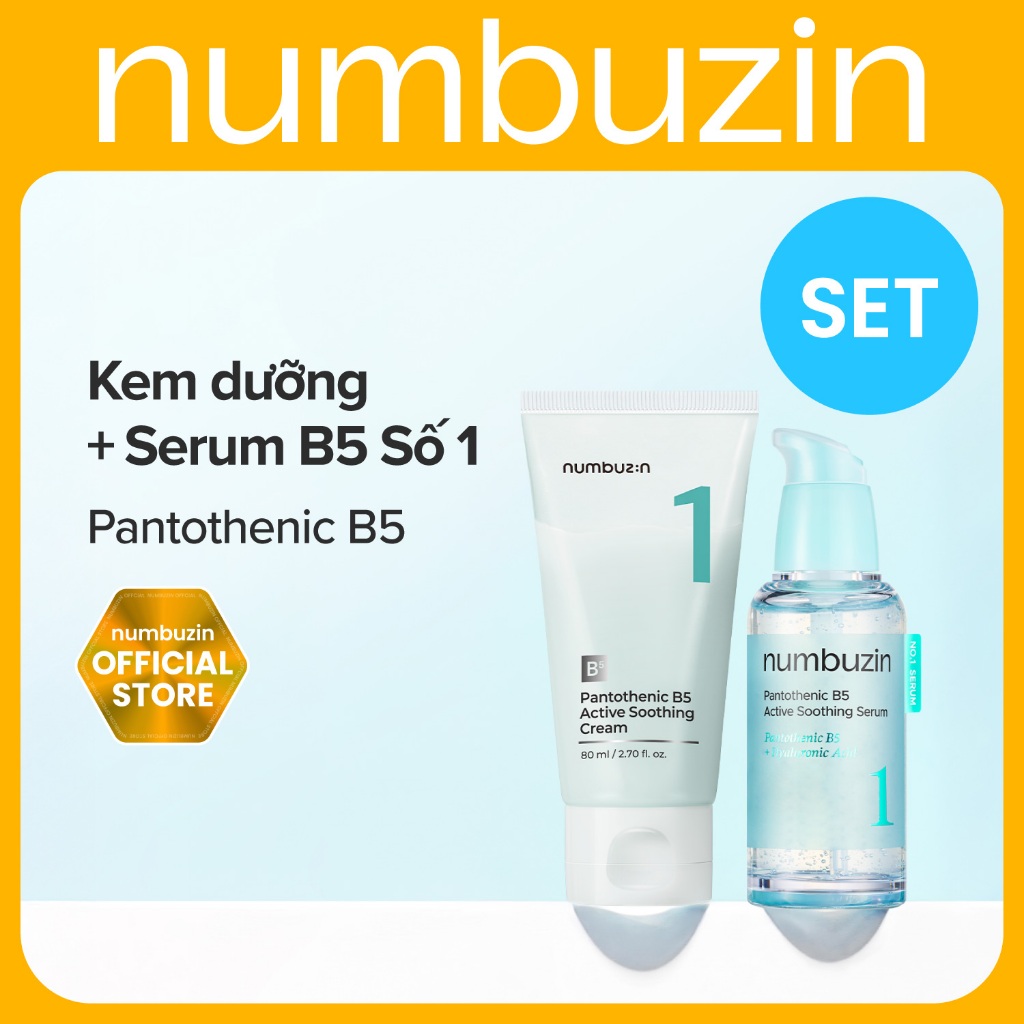 [Numbuzin Official] (SET) numbuzin Kem làm dịu hoạt tính No.1 Pantothenic B5 + Serum