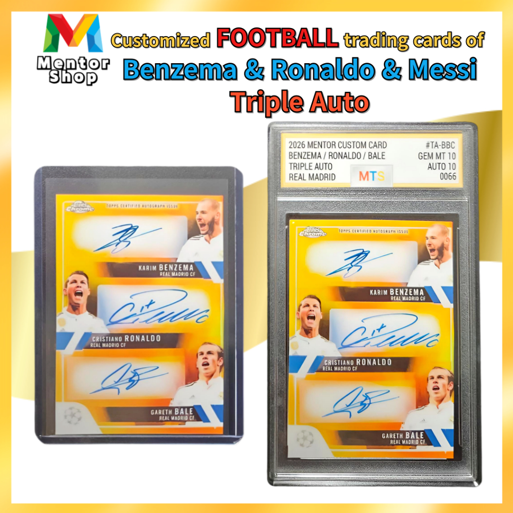 [Cửa hàng cố vấn] ✨ Benzema Bale Ronaldo BBC Trio Triple Auto Custom Card MTS Graded Real Madrid Foo