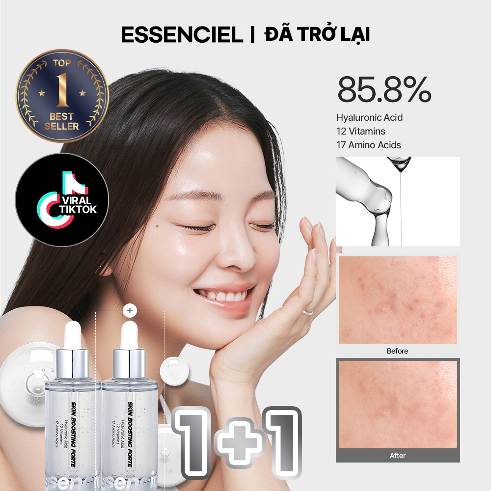 [ESSENCIEL OFFICIAL | COMEBACK ƯU ĐÃI ĐẶC BIỆT] Essenciel Skin Boosting Serum 50ml x2 – HA Cấp Nước,