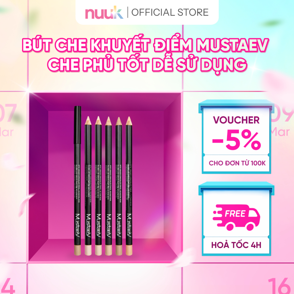 Bút Che Khuyết Điểm Mustaev Spot Eraser Concealer Pencil Che Khuyết Điểm Che Phủ Cao Dễ Sử Dụng