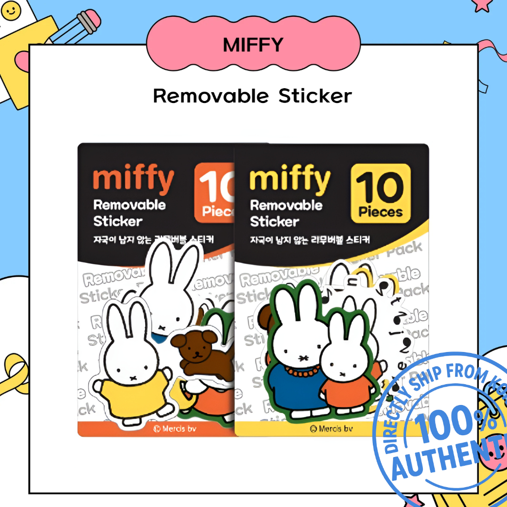 Hàn Quố MIFFY Bộ sticker Miffy 10 cái (2 mẫu) – Miếng dán tháo rời trang trí sổ tay, laptop