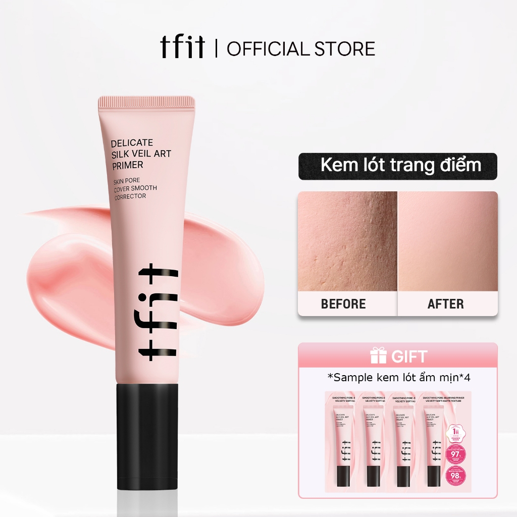 [TFIT Official] Kem Lót Delicate Silk Veil Art Primer Kem dưỡng ẩm Che phủ lỗ chân lông 30ml