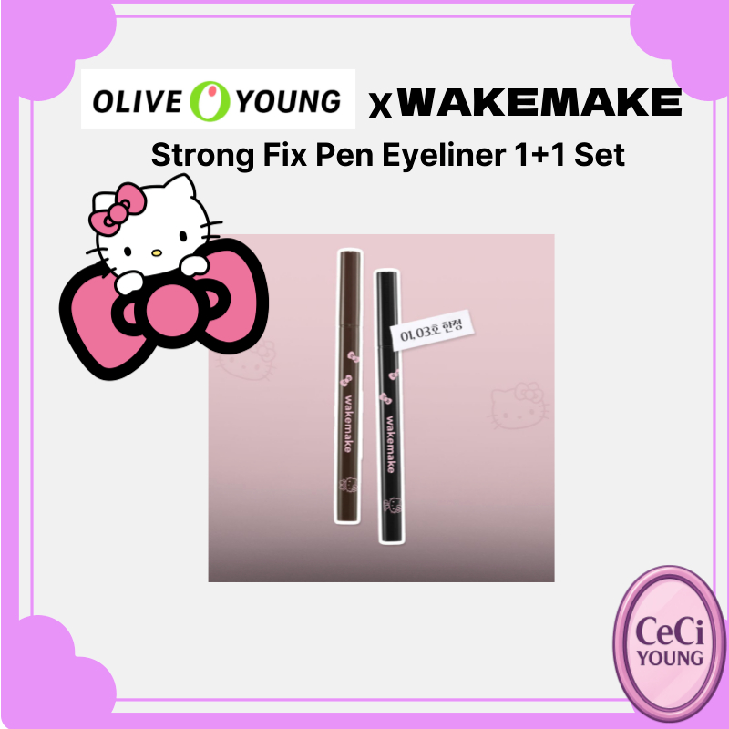 [Hello Kitty Black Edition / 1 + 1 Bộ] Bút kẻ mắt cố định mạnh WAKEMAKE 01 Đen, 03 Nâu đậm