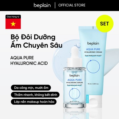 [Beplain Chính Hãng] Tinh chất Serum Dưỡng ẩm chuyên sâu 30ML & Kem Dưỡng ẩm giúp Cân Bằng và làm Dịu Da BEPLAIN AQUA PURE HYALURONIC 70ML