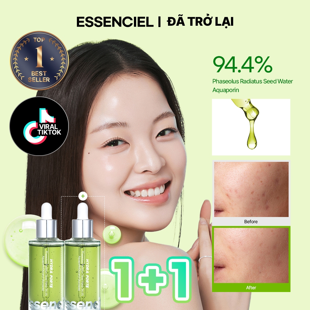[ESSENCIEL OFFICIAL | COMEBACK ƯU ĐÃI ĐẶC BIỆT] Essenciel Hydra Forte Serum 50ml x2 – Đậu Xanh Dưỡng