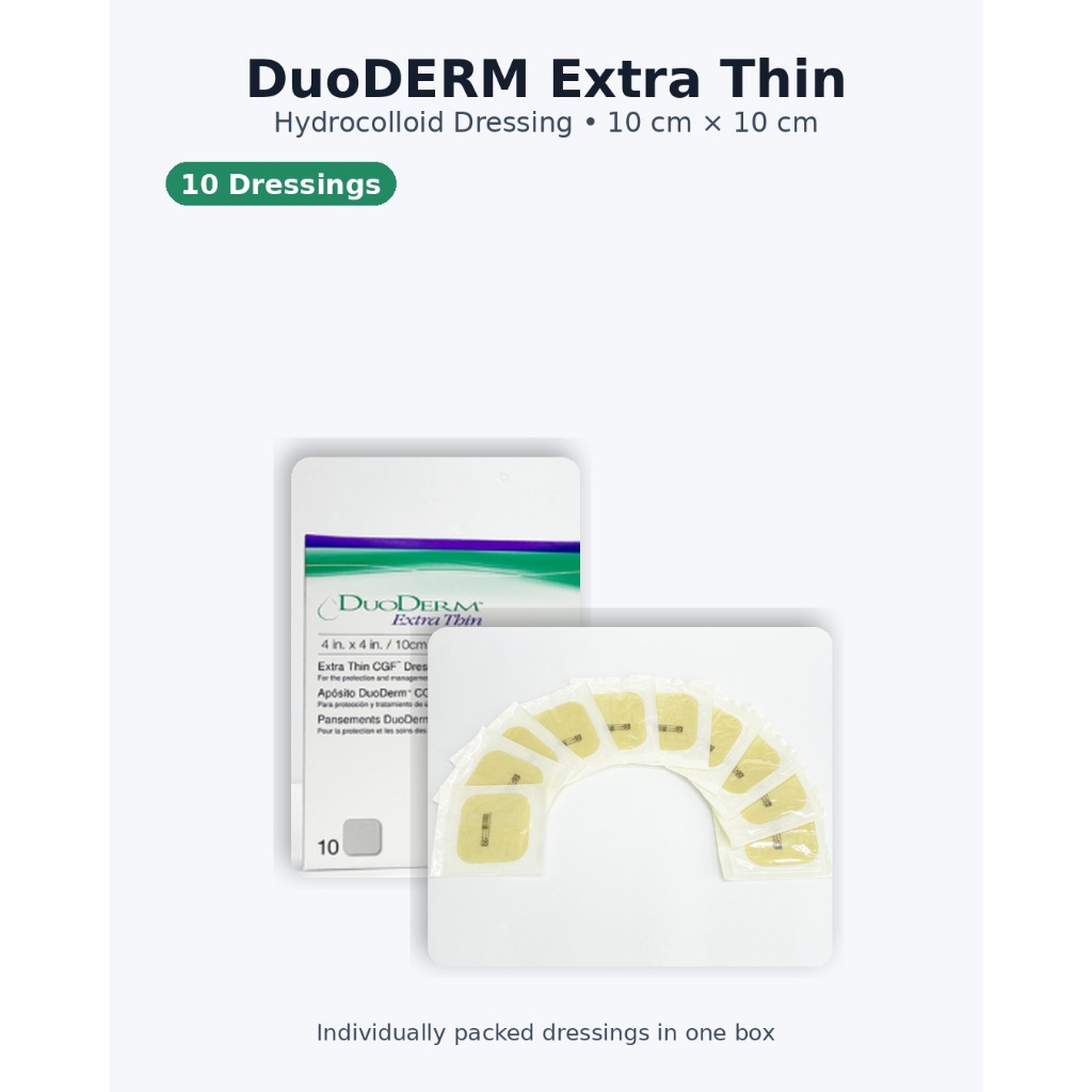 DuoDERM Cực Mỏng 10cm × 10cm | 10 tờ | Trang phục bảo vệ kích thước lớn