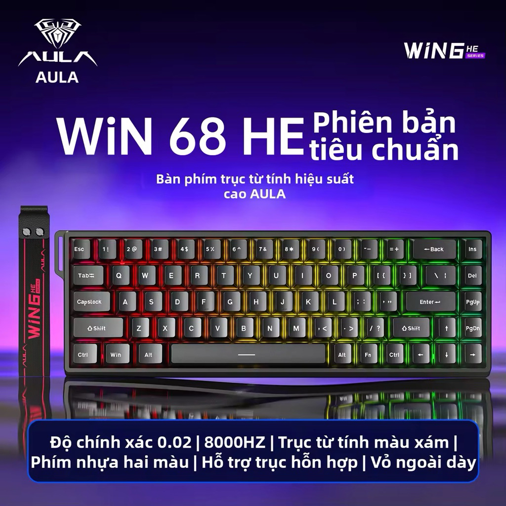 🔥 Phím Cơ Win68HE Hall Effect | Rapid Trigger 0.01RT | Polling 8000Hz | Phím Gaming 60% Siêu Nhạy Ch