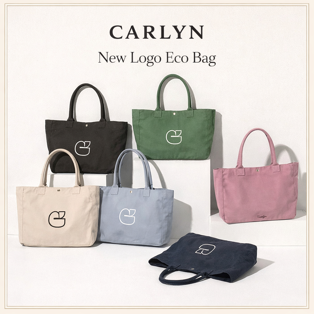 [Carlyn] Túi Tote Cotton pha trộn có Logo mới