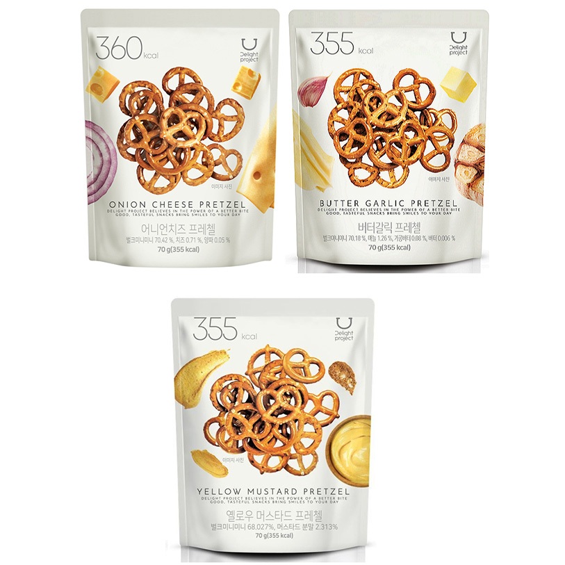[1 + 1] Delight Project Onion Cheese Pretzel 70g 3 hương vị K Beauty oliveyoung người bán