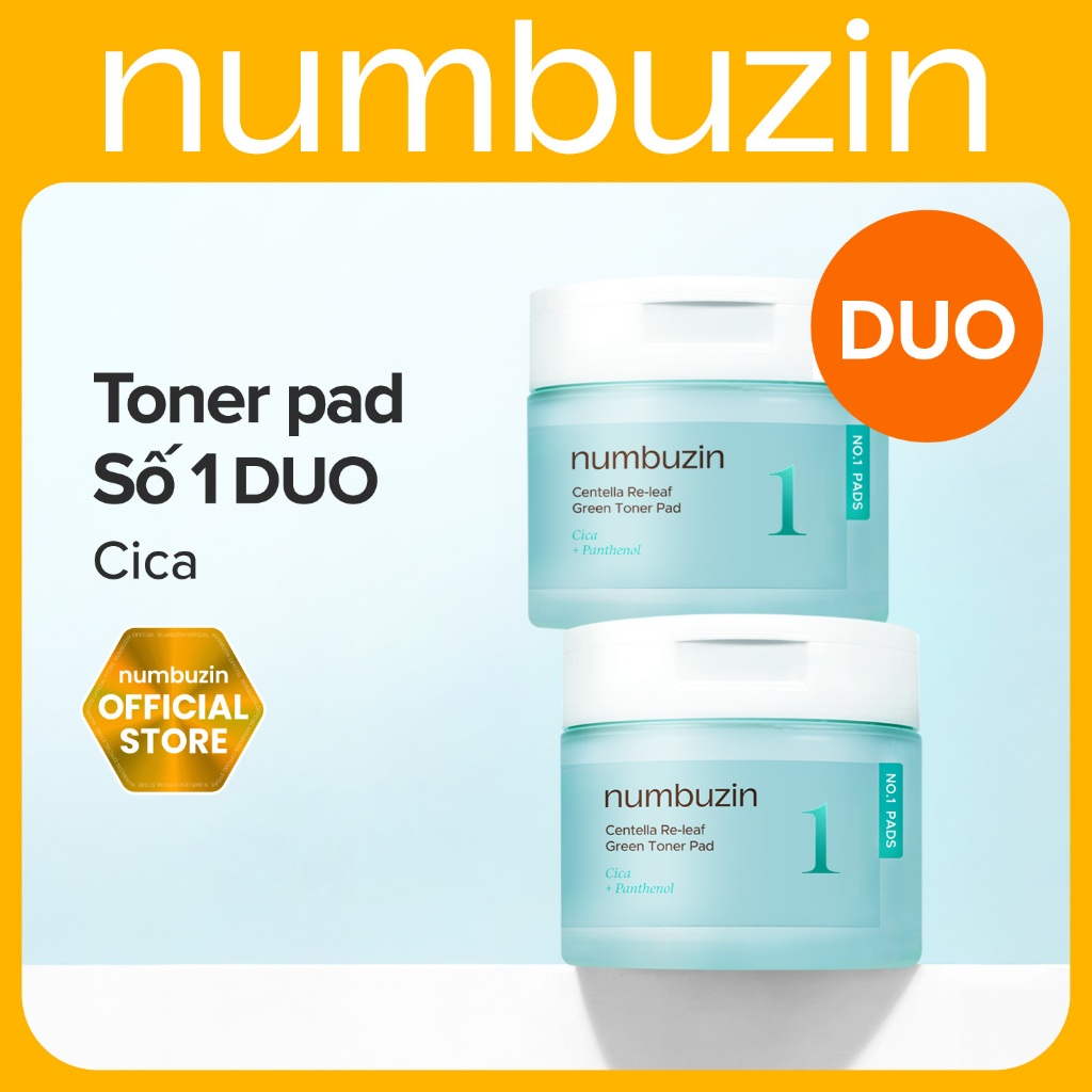 [Numbuzin Official] (DUO) numbuzin No.1 Toner Pad rau má làm dịu da – 70 miếng + 70 miếng