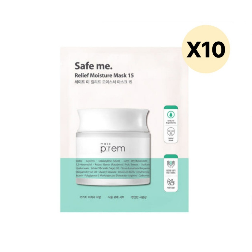 MAKE P: REM Safe Me. Mặt nạ giảm ẩm 15 10EA / [Make prem]
