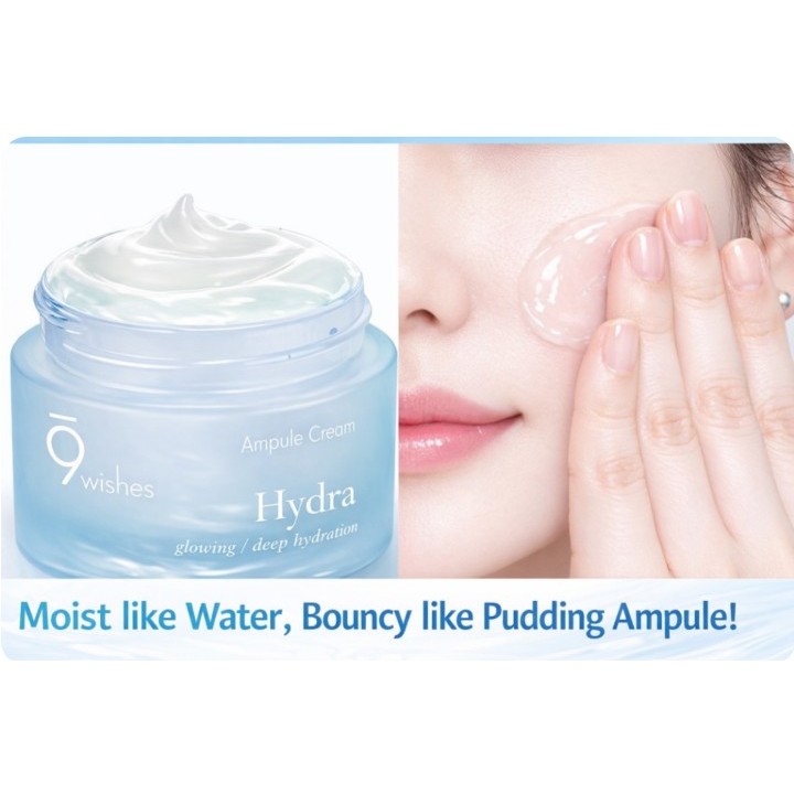 9wishes Hydra Ampule Cream 50ml Kem dưỡng ẩm Hàn Quốc Nước dừa Hyaluronic Acid Kem dưỡng da