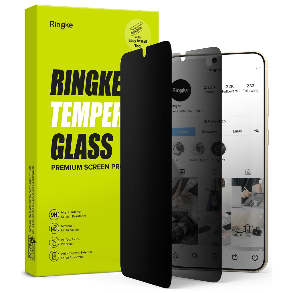 Ringke Privacy Glass cho Galaxy S23 Plus S23 Kính bảo vệ màn hình kính cường lực chống gián điệp