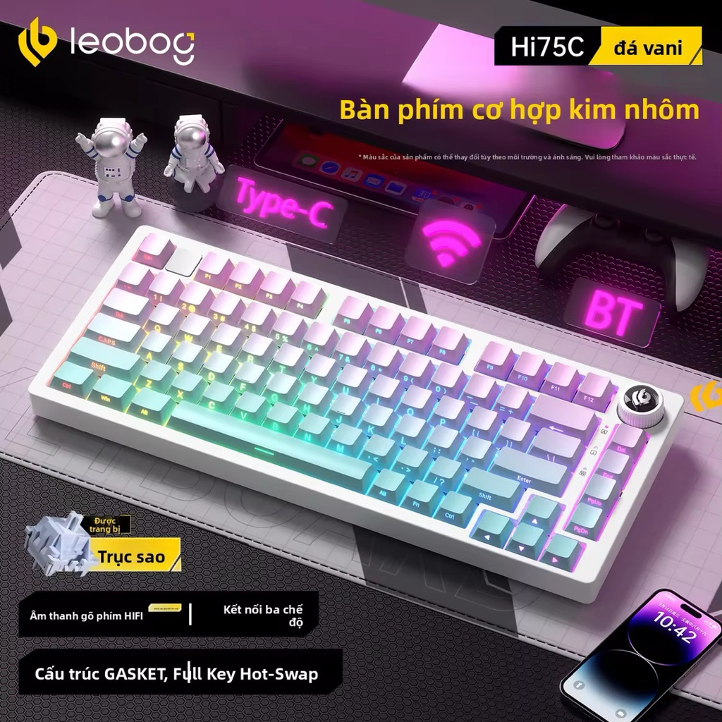 [Hoả tốc] HI75C Pro Nhôm CNC Cao Cấp – 75% RGB, Hot Swap, Gasket Mount, Kết Nối 3 Mode