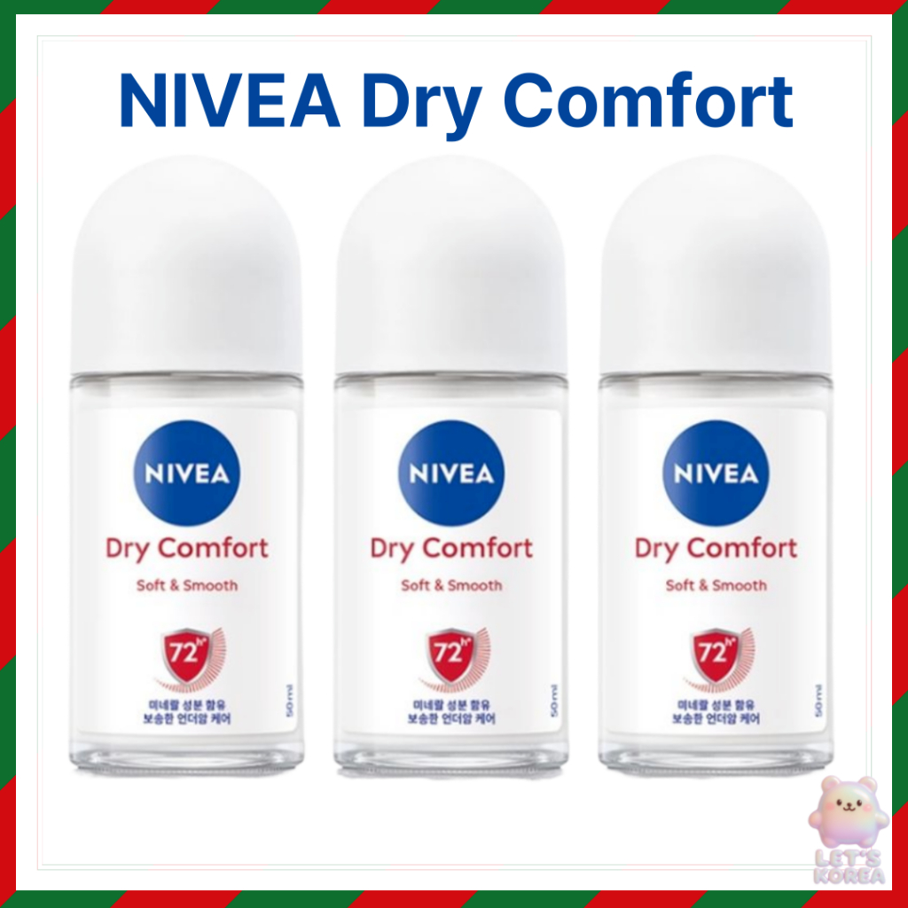 [NIVEA] Khử Mùi Roll-on Dry Comfort 50ml / 72H Bảo Vệ Mồ Hôi | Mùi bột tươi | Chăm sóc nách lâu trôi