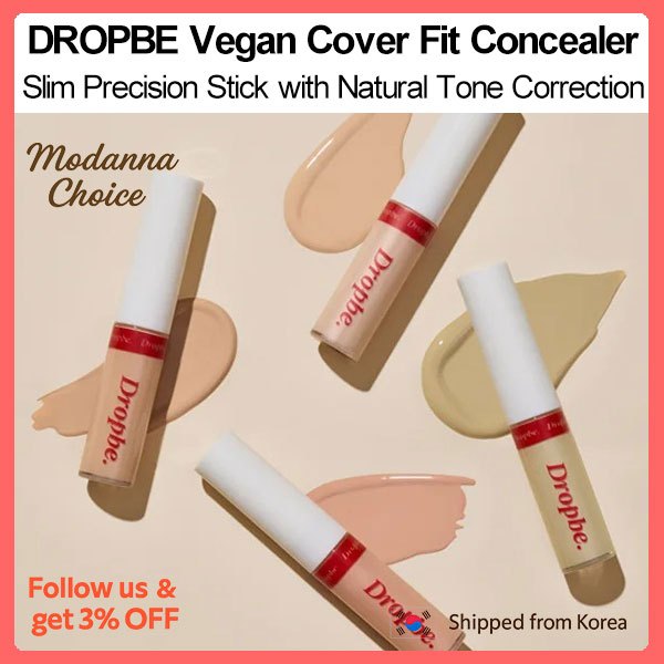 DROPBE COLORS COVER FIT CONCEALER 3g Vegan Tone Correcting 01 Clear Beige 02 Màu be tự nhiên