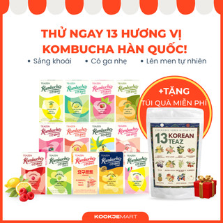 TEAZEN Kombucha Hàn Quốc | 10 que Hộp một hương vị hoặc Túi lấy mẫu 13 hương vị (13 que) | Đường không đường | Lượng calo thấp | Thức uống giải độc yêu thích của K-IDOLS | Trà Kombucha Hàn Quốc