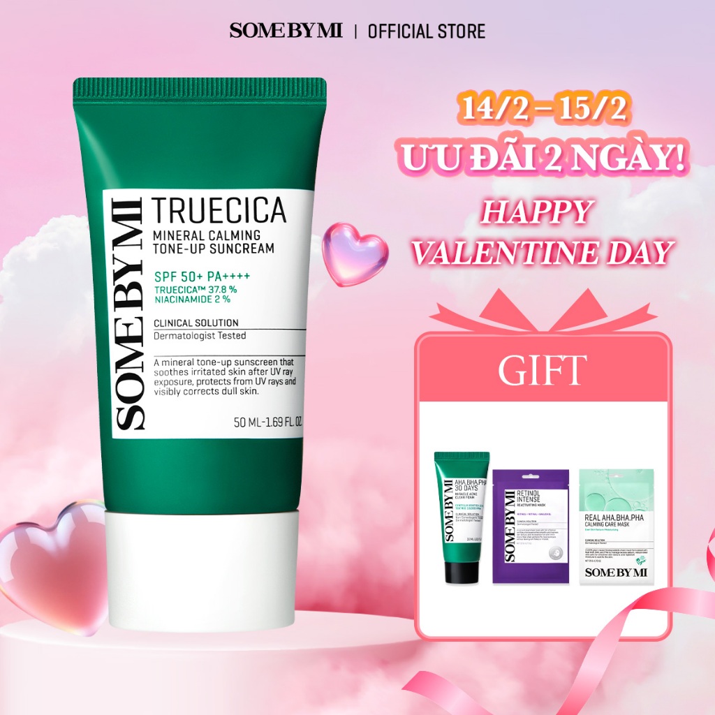 [SOME BY MI] Kem chống nắng nâng tone da rau má Truecica Mineral Calming Tone-up SPF50 + PA + + + +, 50ml