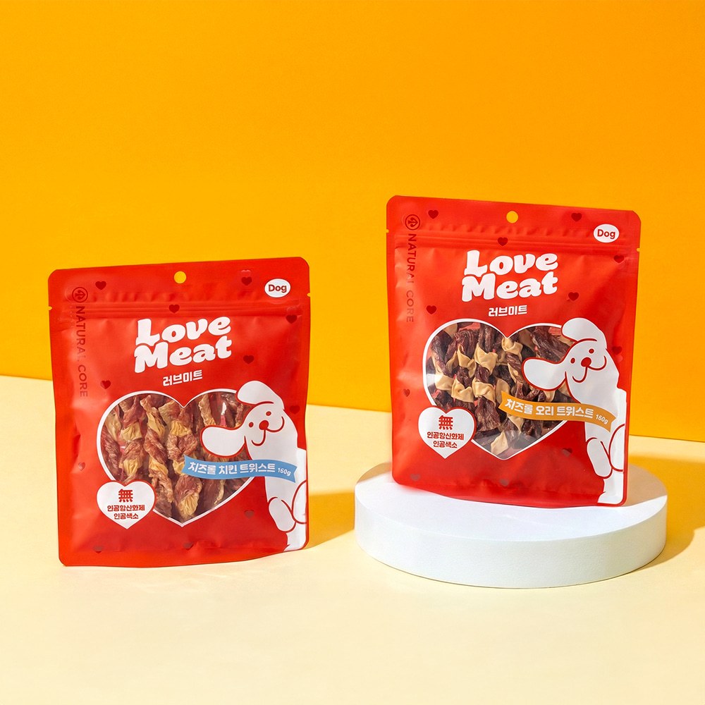[Bundle of 3] [Natural Core] Love Meat Cheese Roll for Dogs 160g / Các món ăn vặt được làm từ thịt g