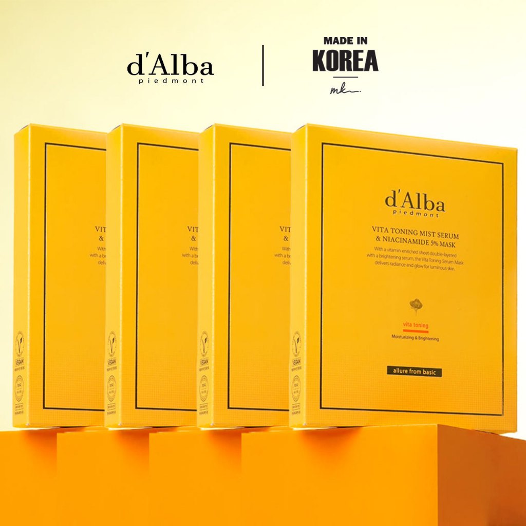 [d 'Alba] Vita Toning Niacinamide 5% Sheet Mask 28g Brightening Face Mask Korean Skincare