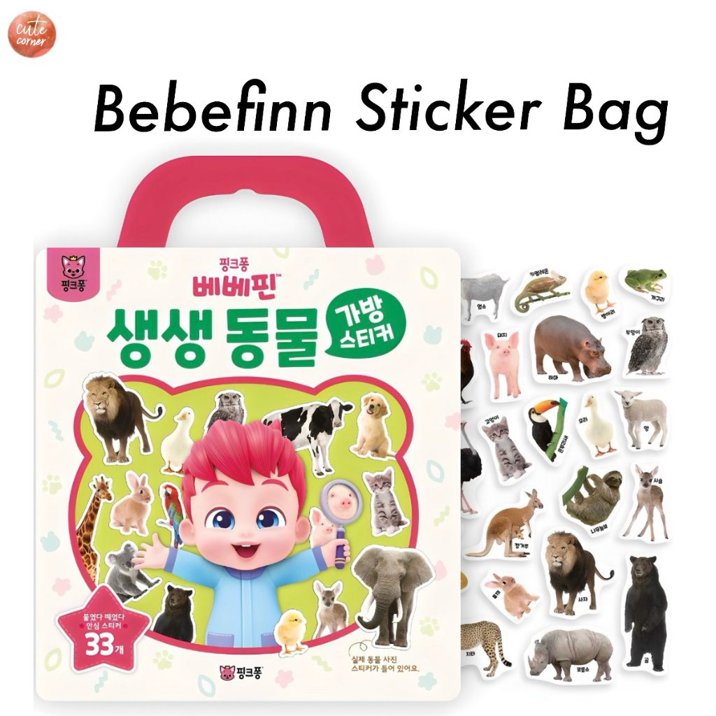 Bộ túi dán động vật Pinkfong Bebefinn | Nhãn dán phù hợp học tập cho trẻ em | Đồ chơi hoạt động di đ