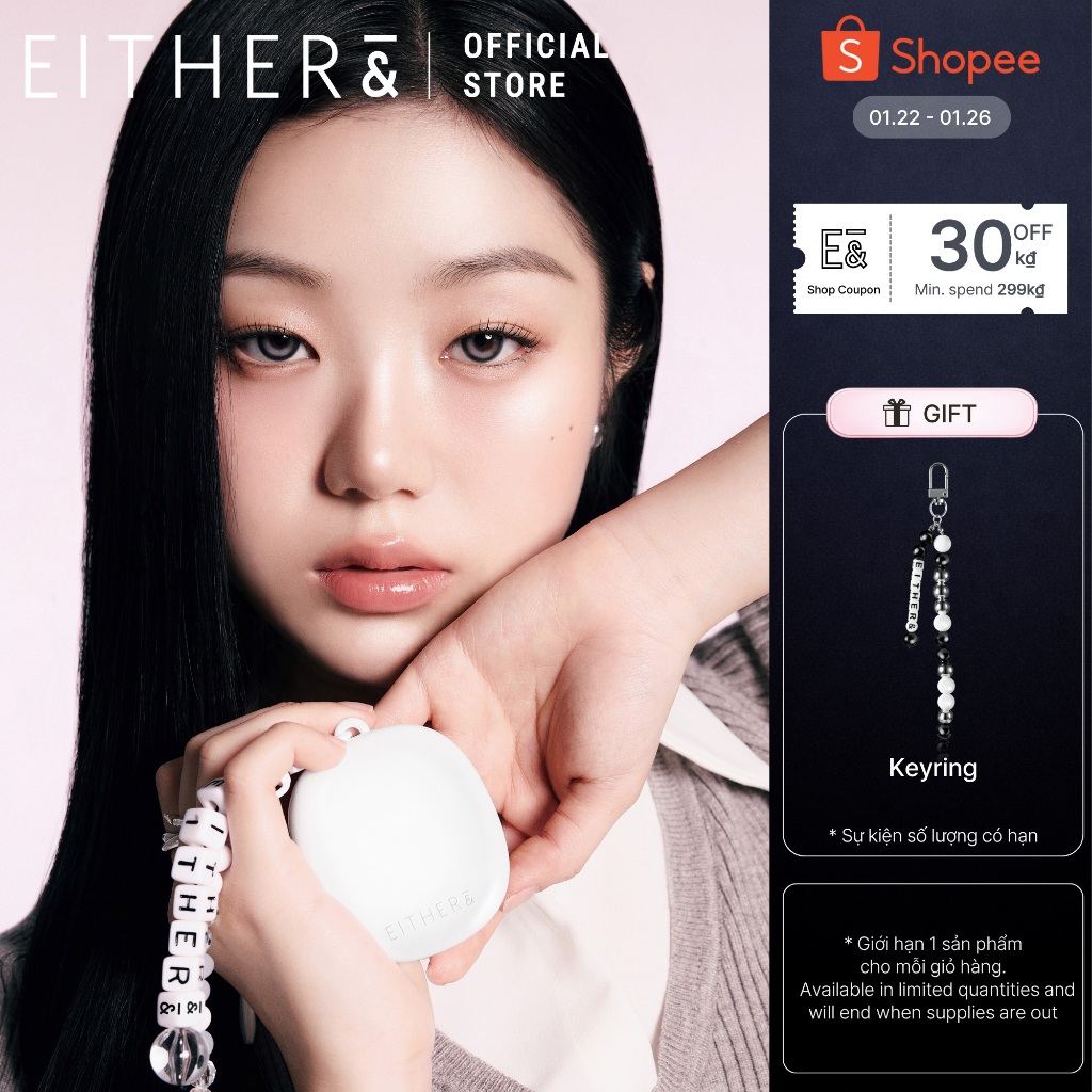 Phấn nước mini EITHER& Glow Pixel Cushion SPF50+ PA+++ 6g – Che phủ rạng rỡ, dưỡng da