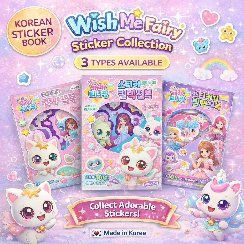 Bộ sưu tập nhãn dán Hàn Quốc 10 tờ WishCat Catch Teenieping Cô Gái Dễ Thương Hoạt Hình Dán Gói Kawai